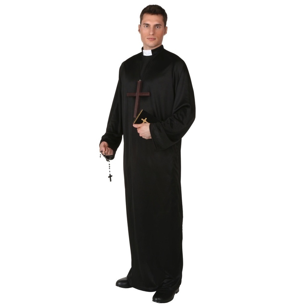 Mens Halloween Traditional Priest Monk Costume Outfit One Size